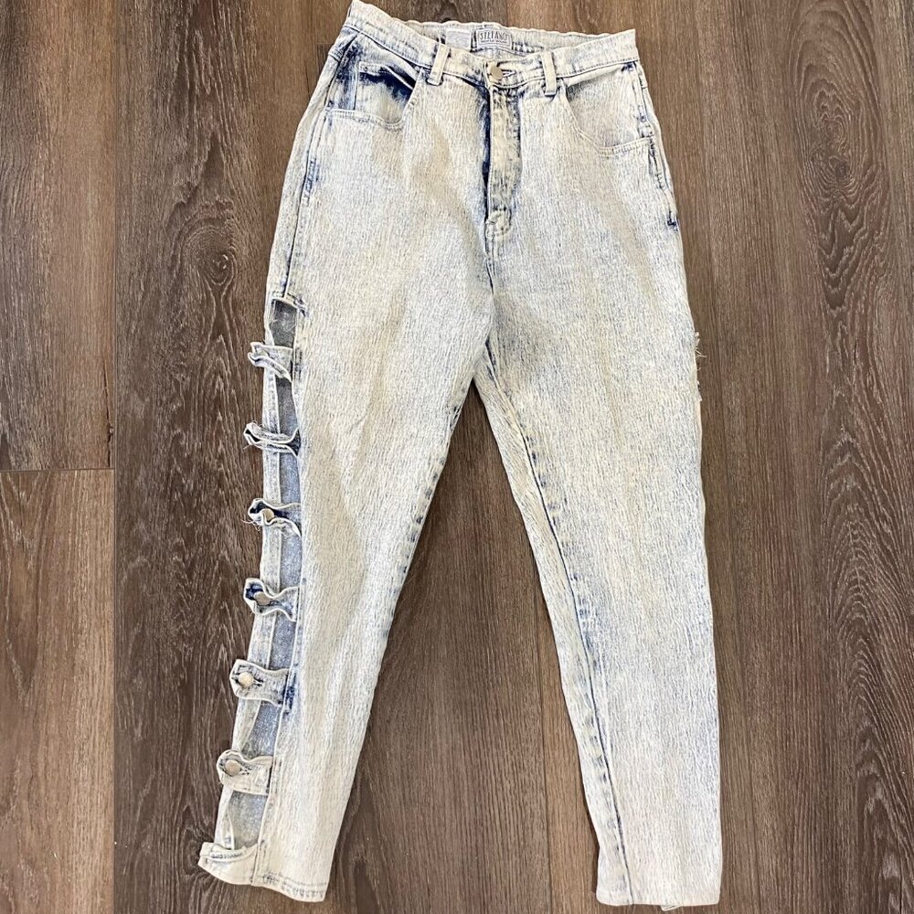 Stefano Ricci Light Blue Straight Leg Jeans with Side Bow Details